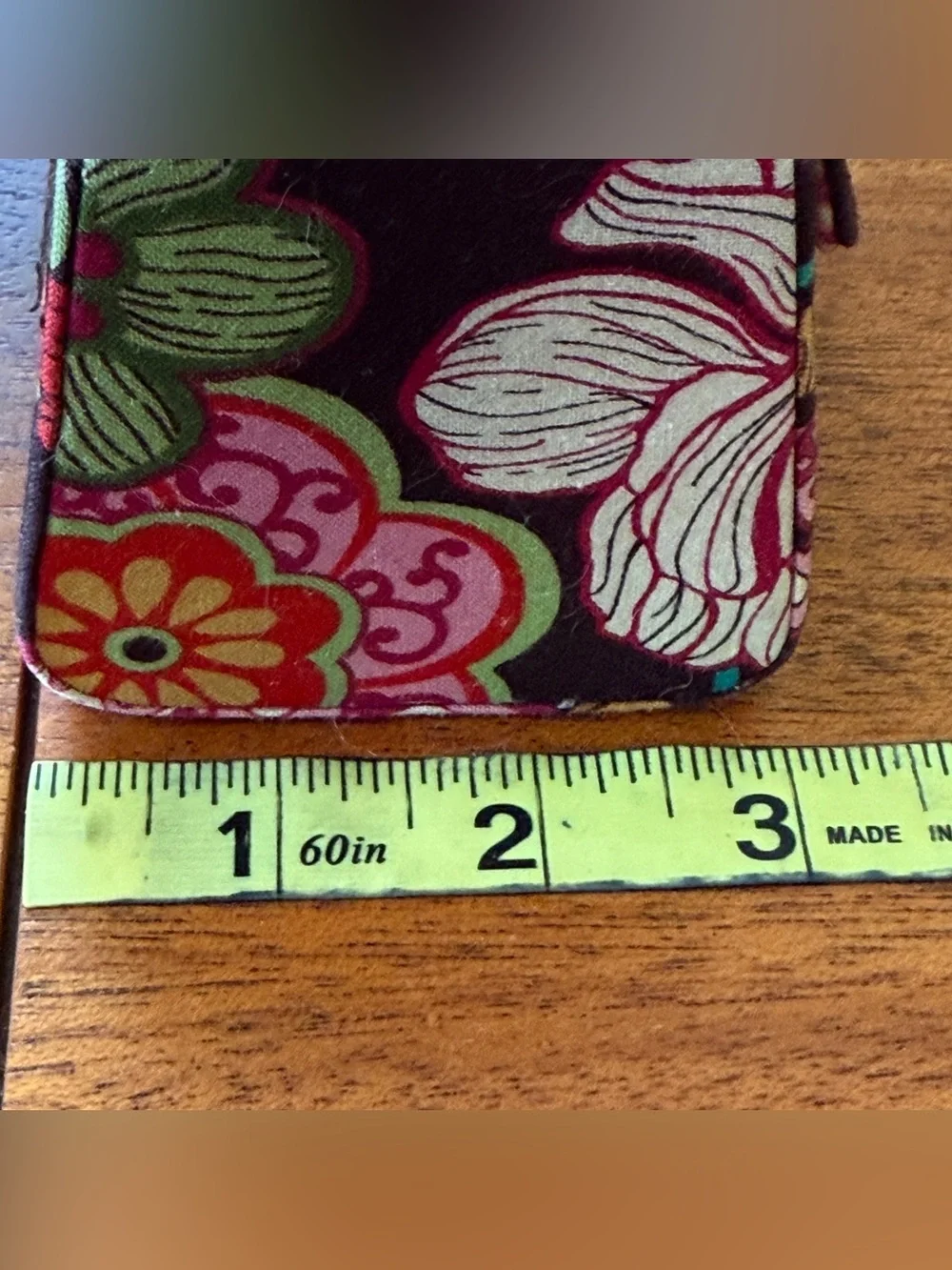 Retired Vera Bradley Mod Floral Pattern Jewelry Case Brown Pink Green Red White